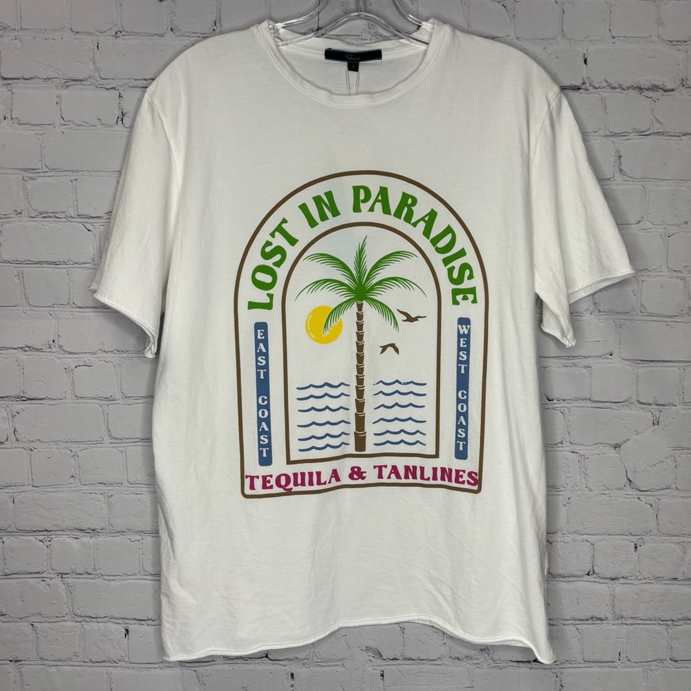 Shore White Graphic Tee - Lost in Paradise Small NWT